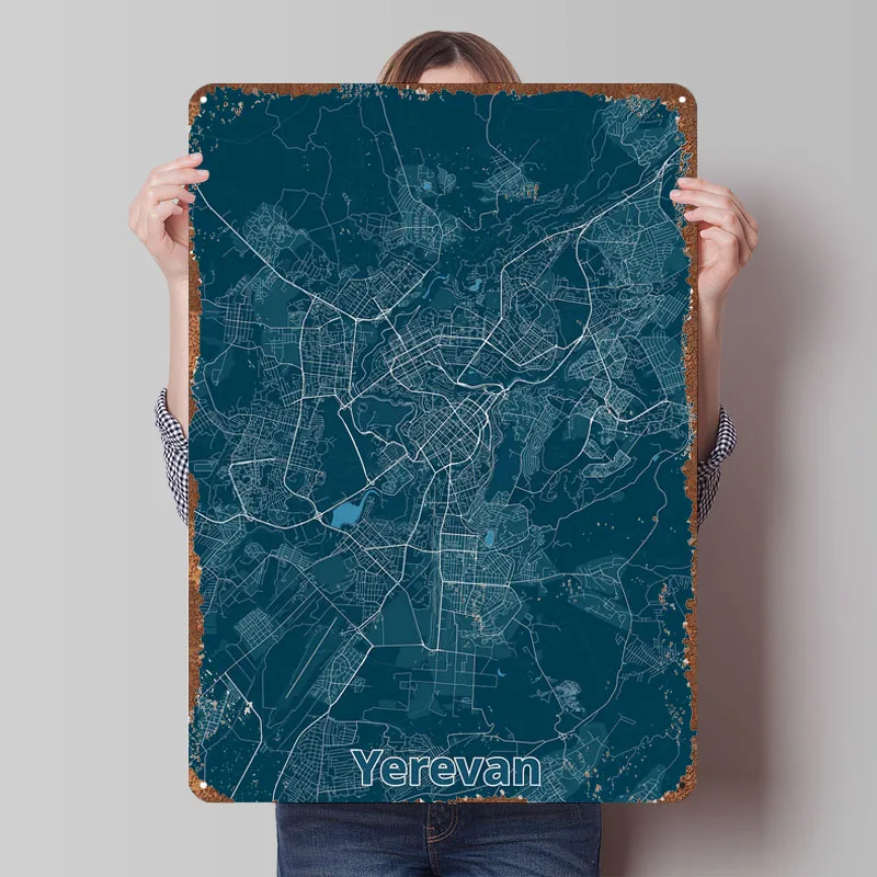 Home Decor Yerevan - Yerevan City Map Poster Map Metal