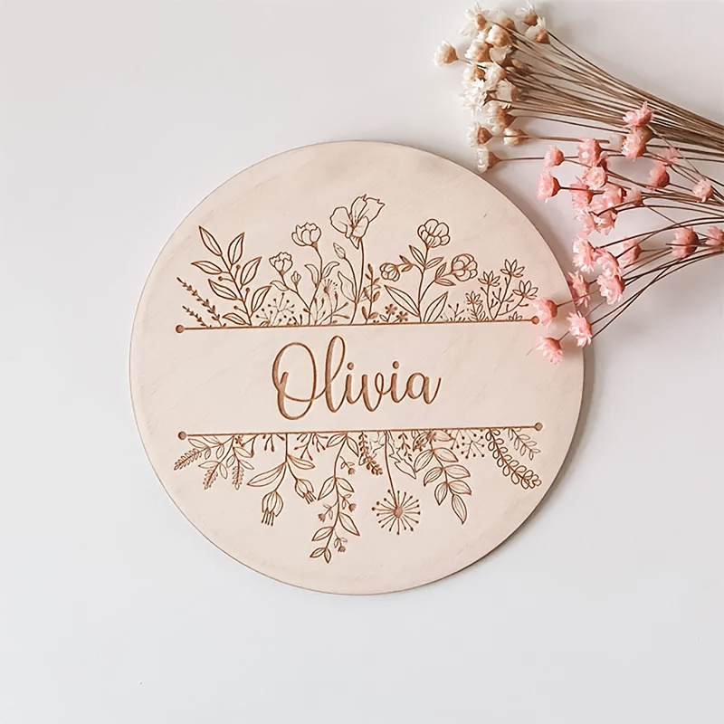 Home Decor Ideas - Personalized Floral Engraved Name Plaque, Custom