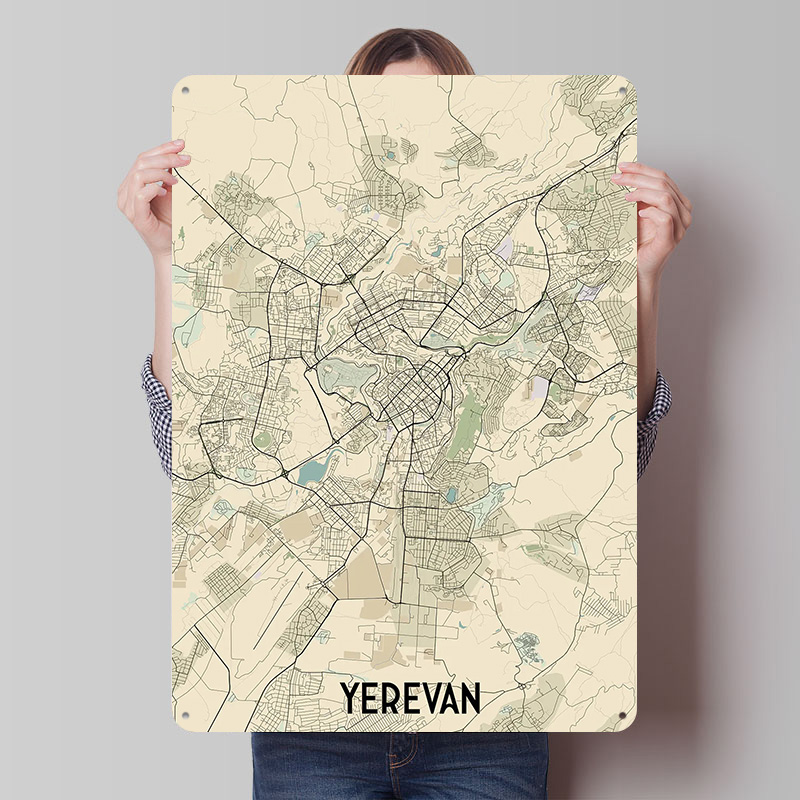 Home Decor Yerevan - Yerevan City Map Tinplate Poster Custom