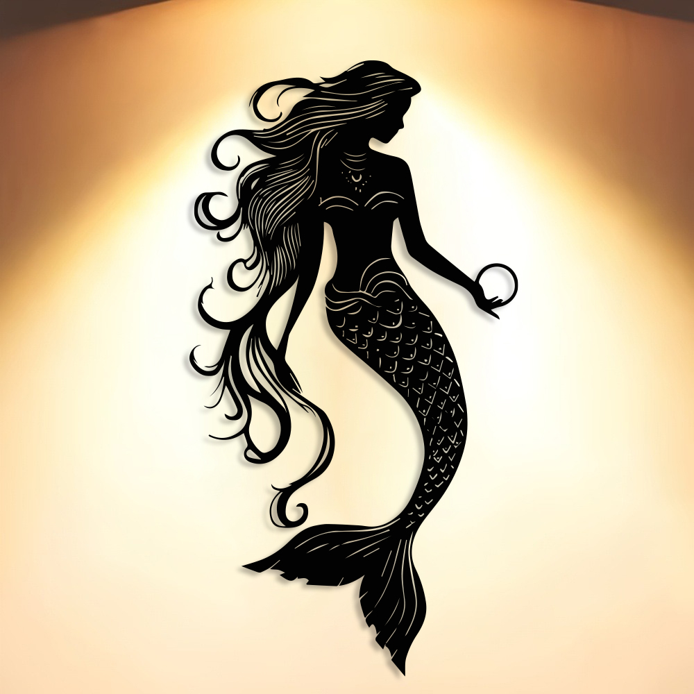 Home Decor Nautical - Elegant Mermaid Metal Wall Art -