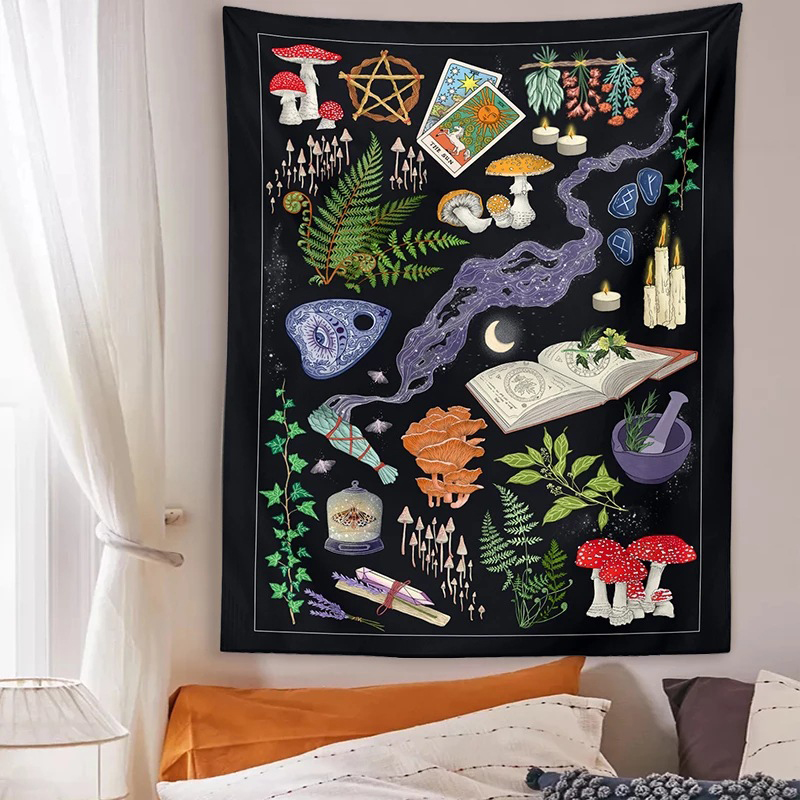 Home Decor Hippie - Psychedelic Mushroom Tapestry Divination Psychic Wall