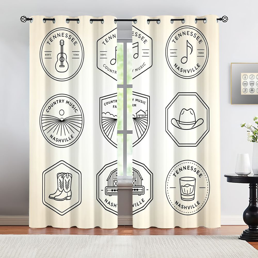 Home Decor Theme - Tennessee Country Music Theme Curtains, Nashville
