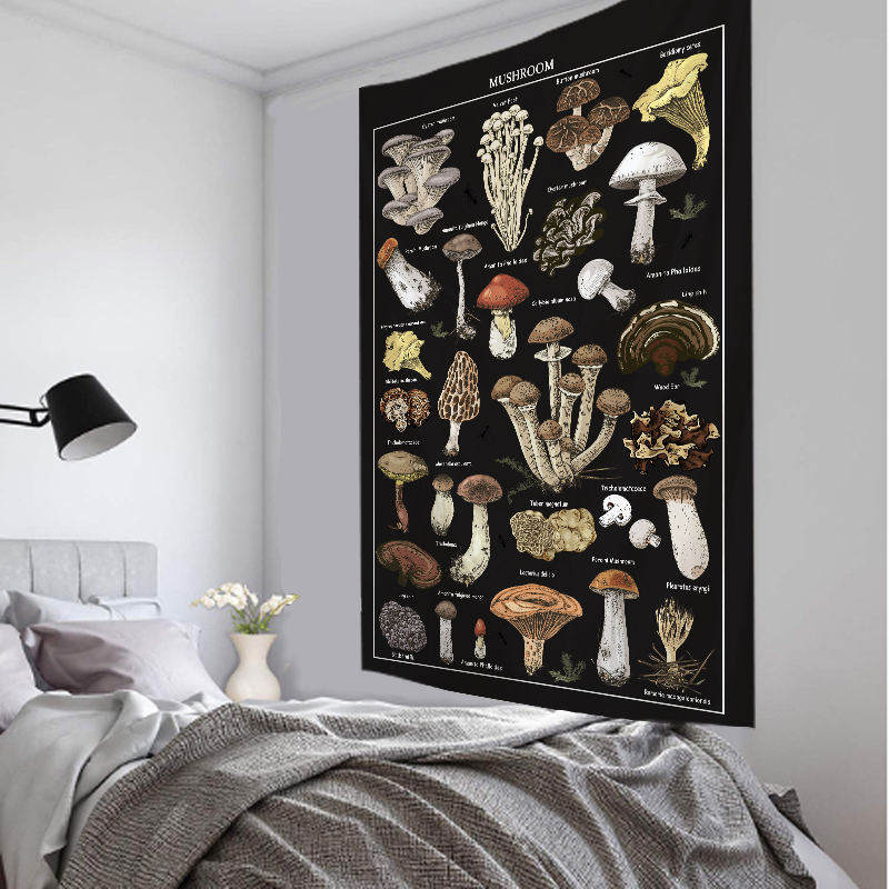 Home Decor Examples - Black Mushroom Example Image Tapestry Wall