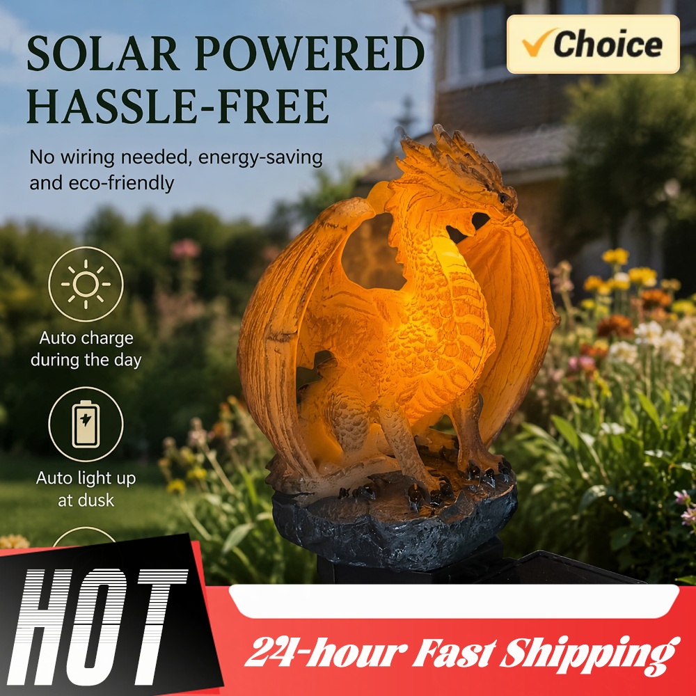 Home Decor Gothic - Dragon Solar Garden Light Energy-Efficient Resin