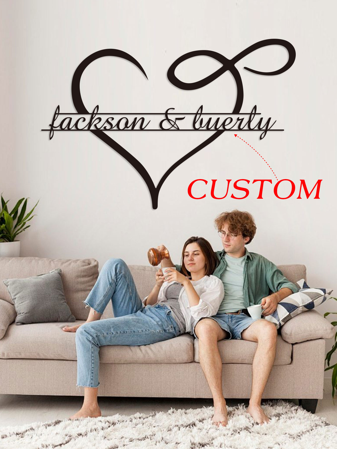 Home Decor Lovely Home - Custom Reusable Pre-pasted Metal Heart-Shaped Art