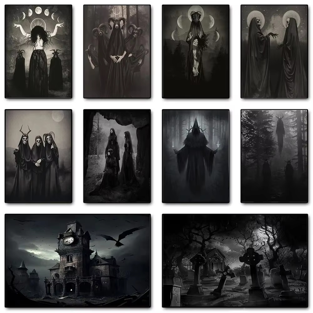 Home Decor Gothic - AA Dark Academia Art Black Death