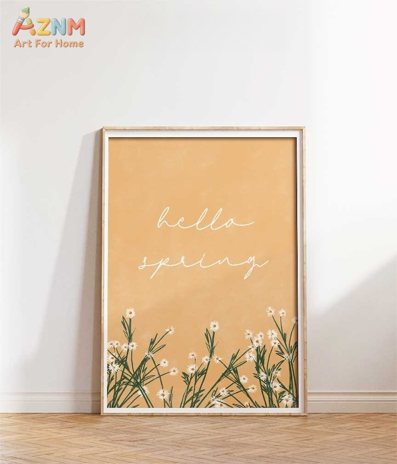 Home Decor Daisy - AZNM Unframed Canvas Print Hello Spring