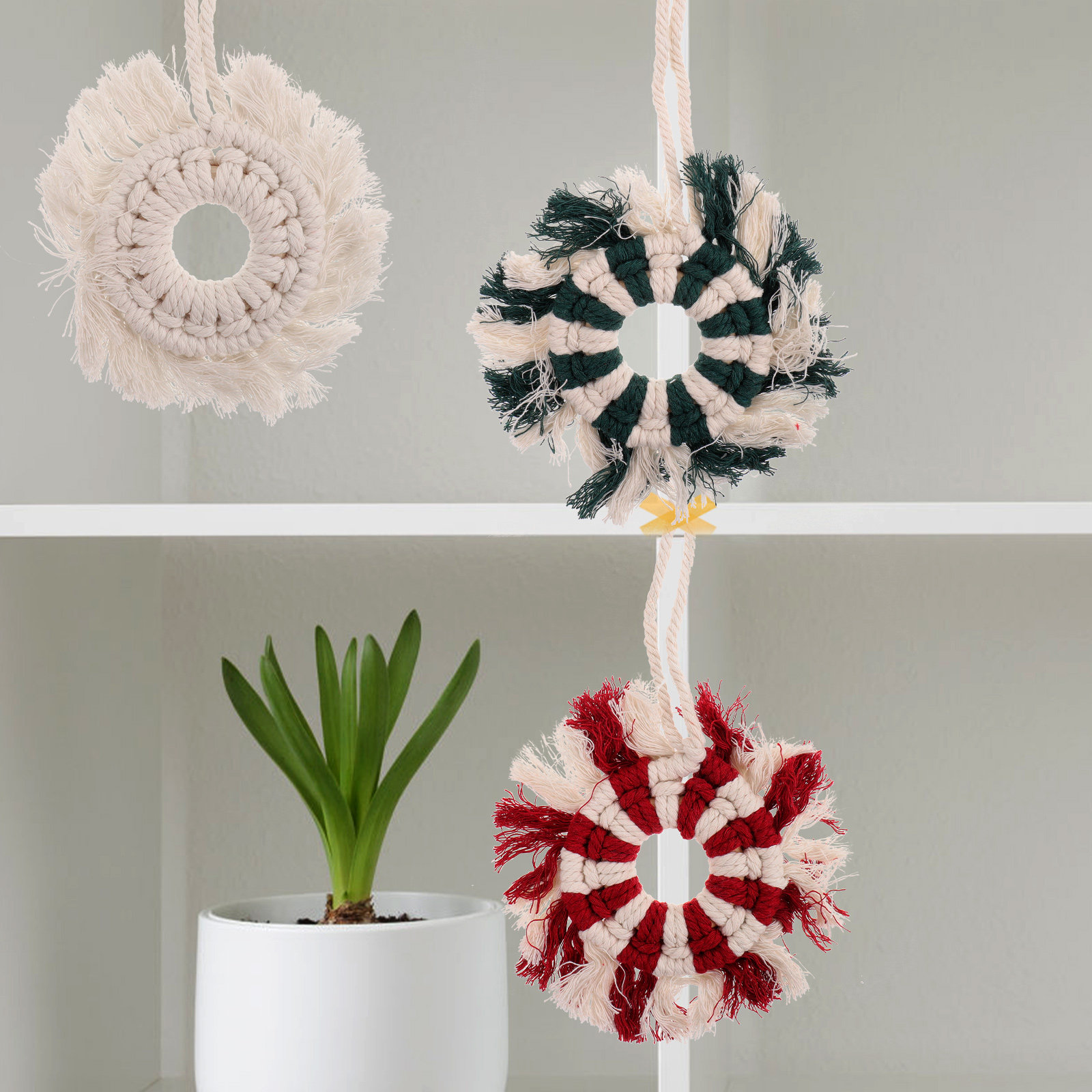 Macrame Wall Hanging - 3Pcs Bohemian Tapestry Wall Hanging Hand-Woven