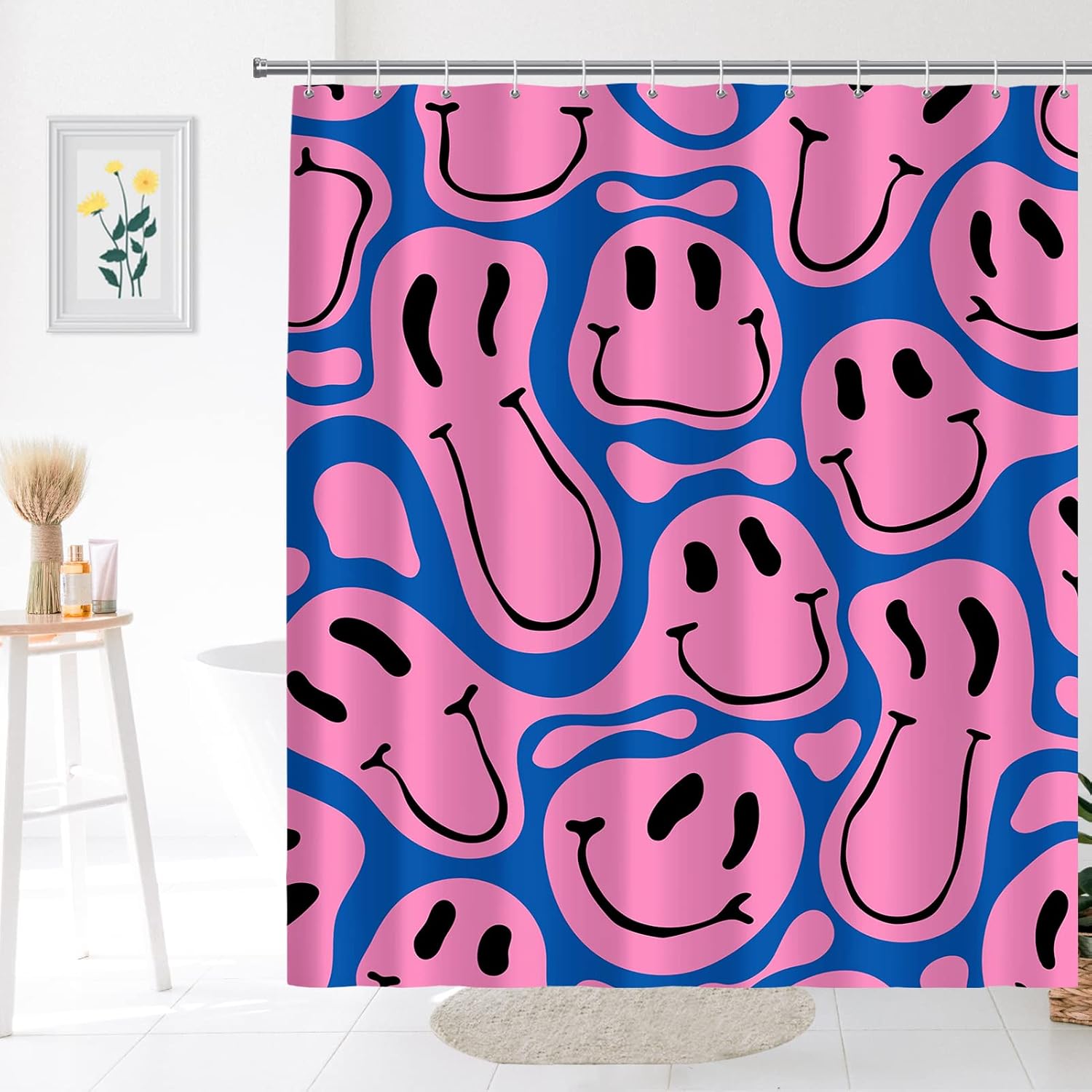 Home Decor Emoji - Cute Funny Emoji Face Print Shower