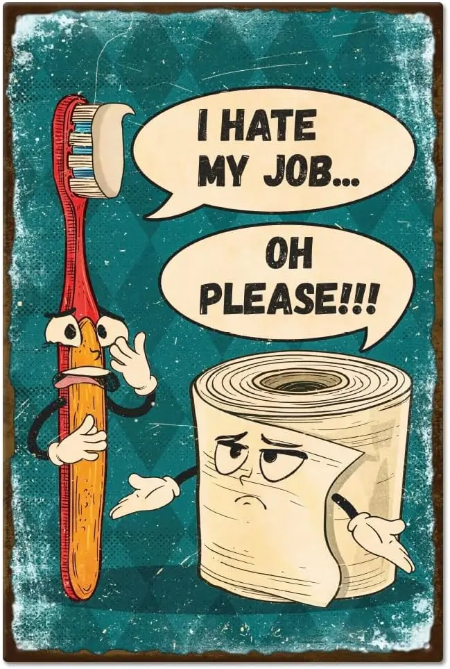 Home Decor Jobs - Vintage Toothbrush Toilet Paper Cartoon Humor