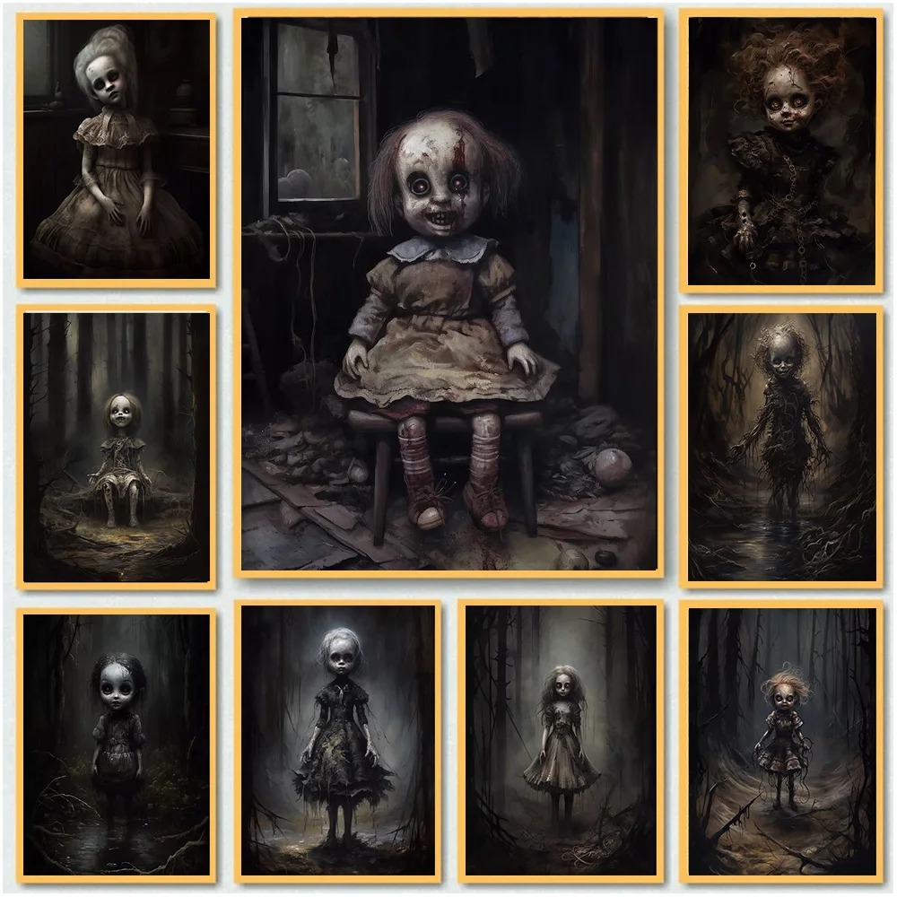 Home Decor Gothic - Halloween Haunted Doll Art Poster Prints