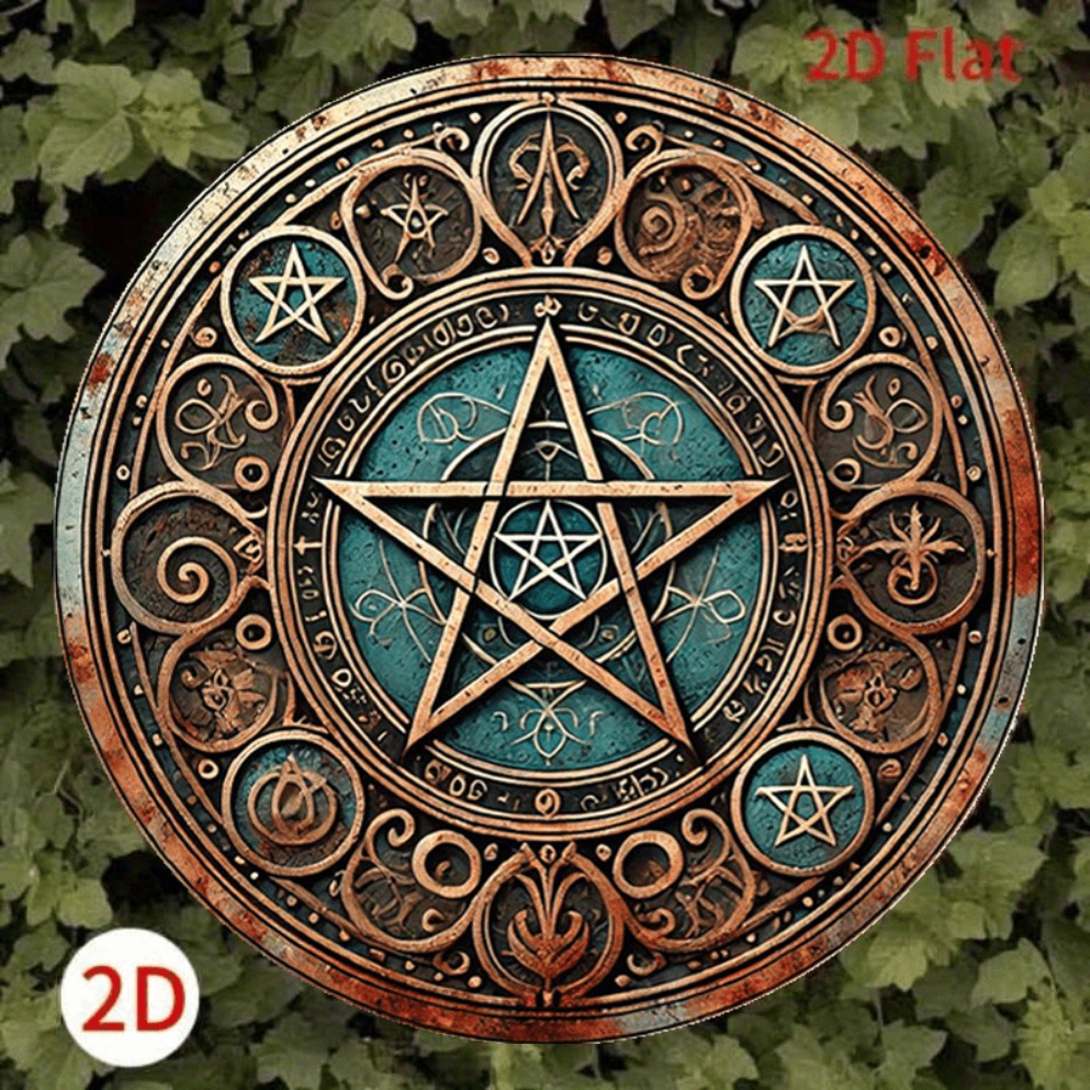 Home Decor Gothic - Vintage Wiccan Pentagram Metal Sign -