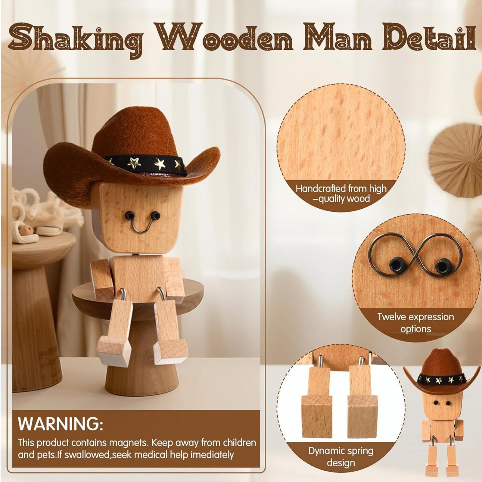 Home Decor Express - Shaking Wooden Man For Dashboard Cowboy
