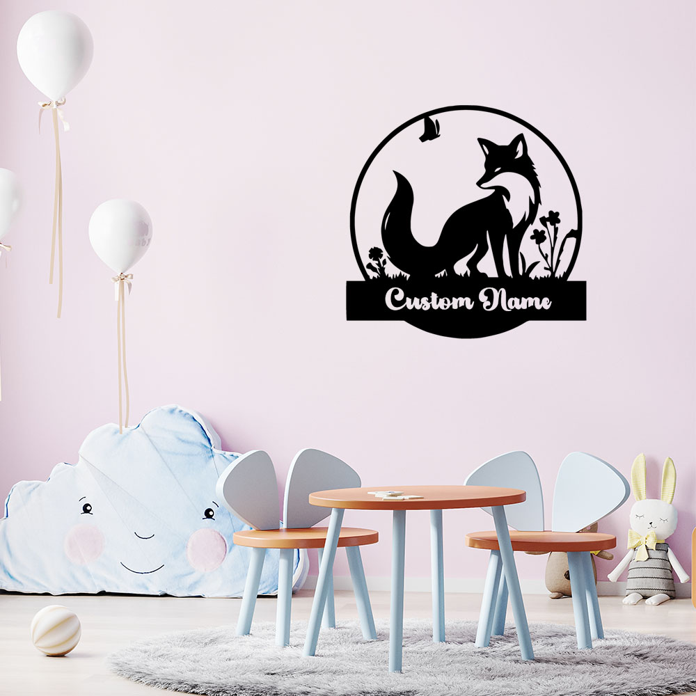 Home Decor Wallpaper - 1PC Colorful Fox Customizable Text Vinyl