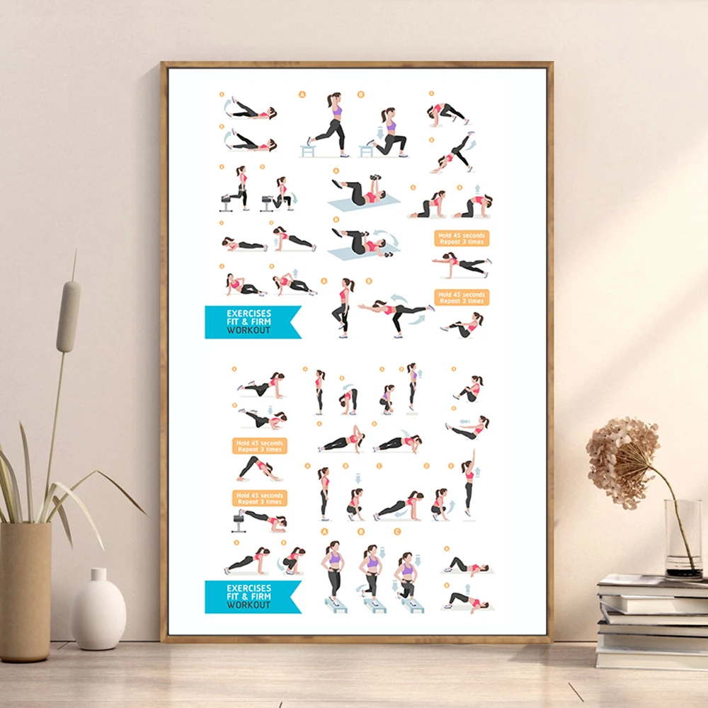 Home Decor Examples - Silk Cloth Wall Poster GYM Exercises