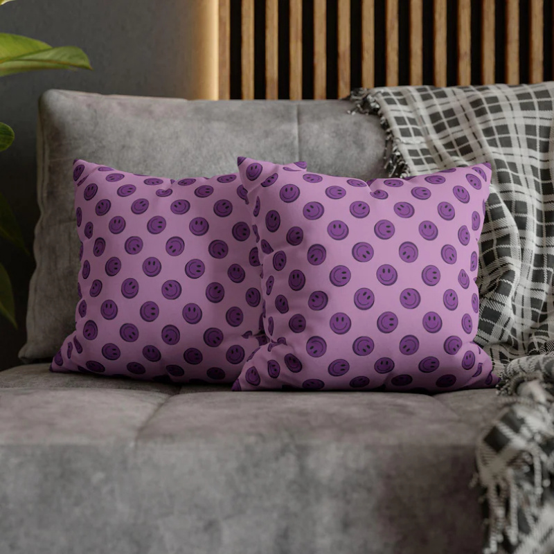 VIKAMA Purple Smile Cushion Co - Home Decor Emoji ulasan dan harga