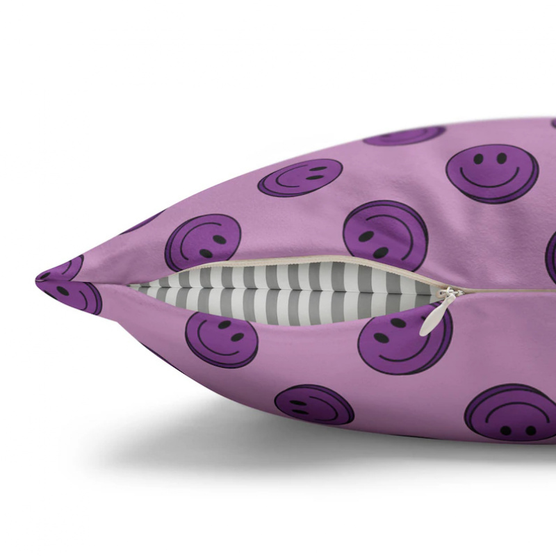 VIKAMA Purple Smile Cushion Co - Home Decor Emoji ulasan dan harga