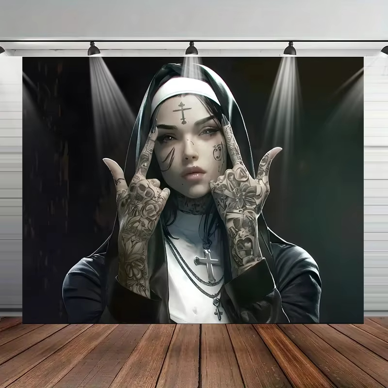 VIKAMA dark tattoo nuns tapest - Home Decor Gothic ulasan dan harga