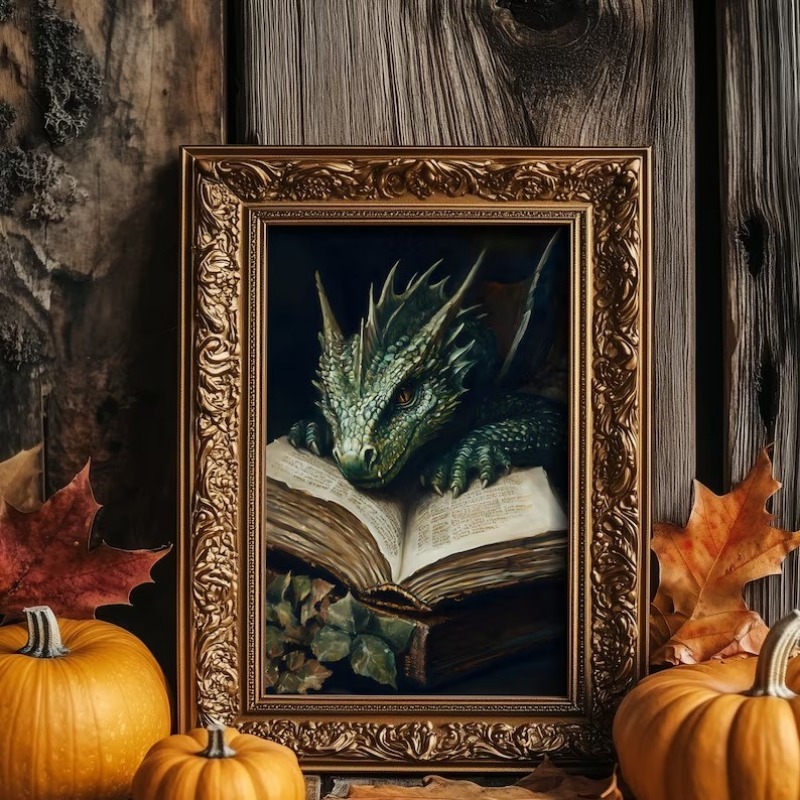 Large Dragon Reading Book Post - Home Decor Gothic ulasan dan harga