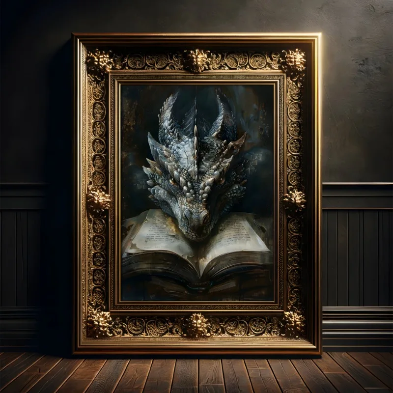 Large Dragon Reading Book Post - Home Decor Gothic ulasan dan harga