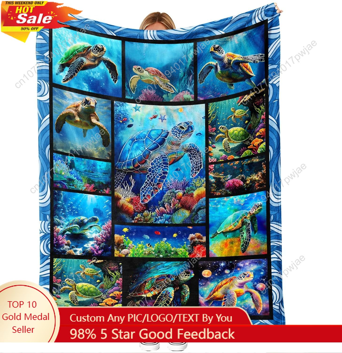 Sea Turtle Flannel Throw Blank - Home Decor Theme ulasan dan harga