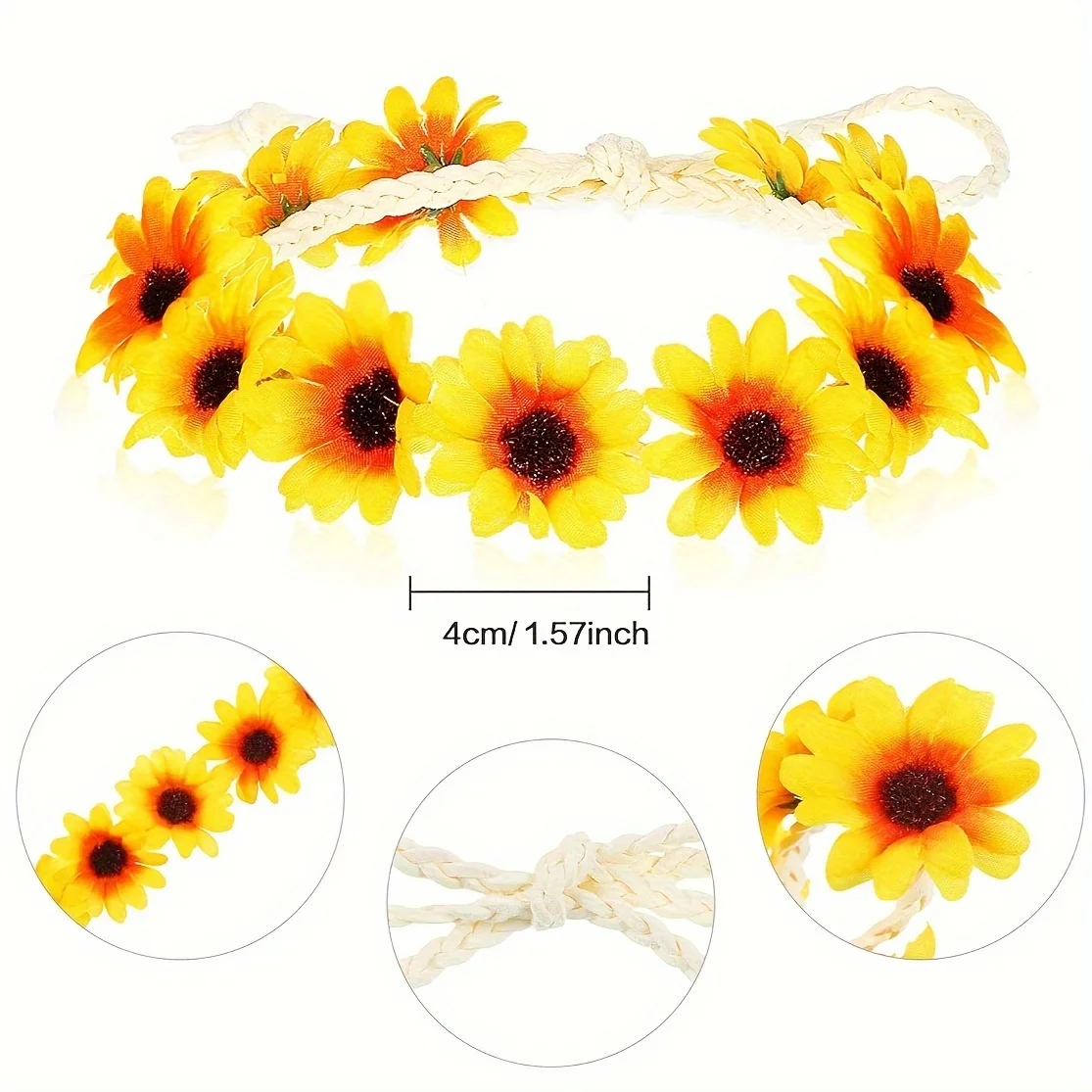 1pc Boho Chic Daisy Hair Wreat - Home Decor Hippie ulasan dan harga