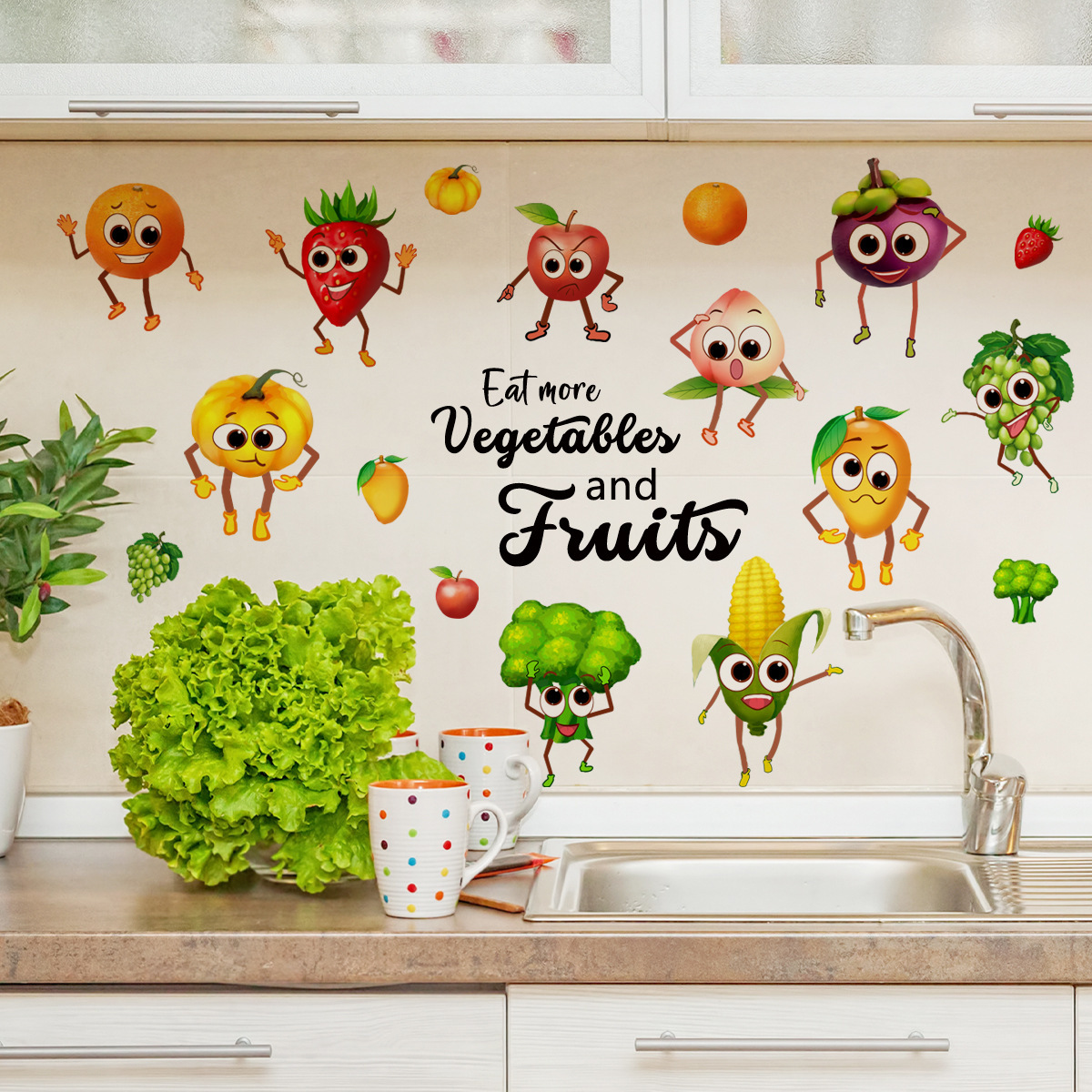 Cartoon Emoji Fruit Wall Stick - Home Decor Emoji ulasan dan harga