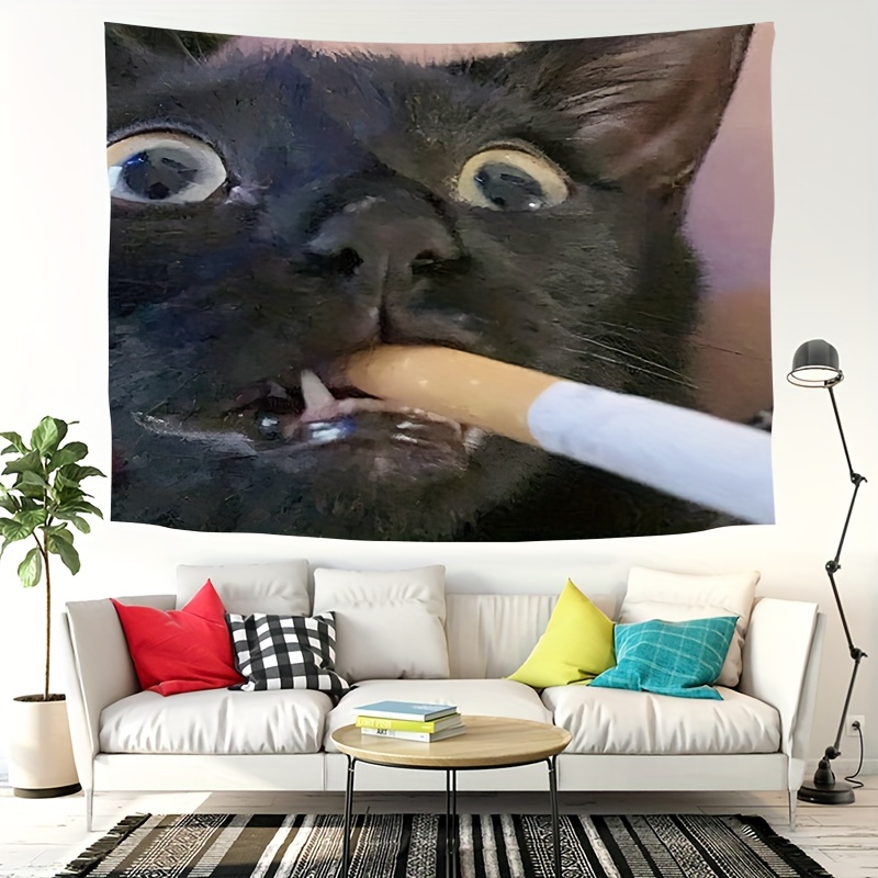 VIKAMA Funny Smoking Black Cat - Home Decor Emoji ulasan dan harga