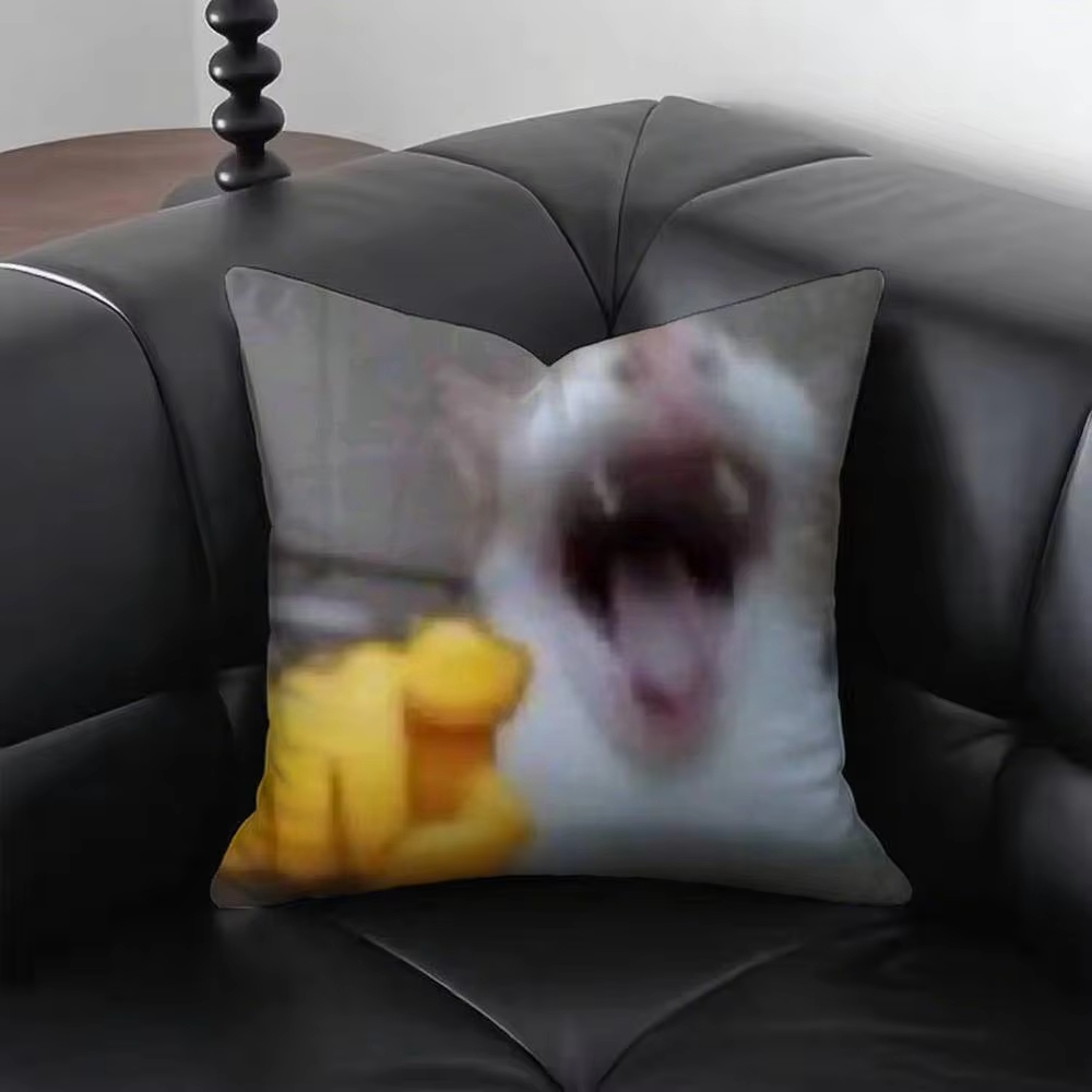 Funny Cat M-Meme Pillow Cover  - Home Decor Emoji ulasan dan harga