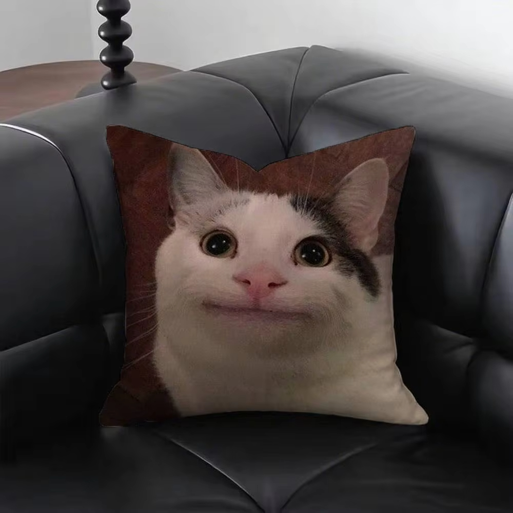Funny Cat M-Meme Pillow Cover  - Home Decor Emoji ulasan dan harga