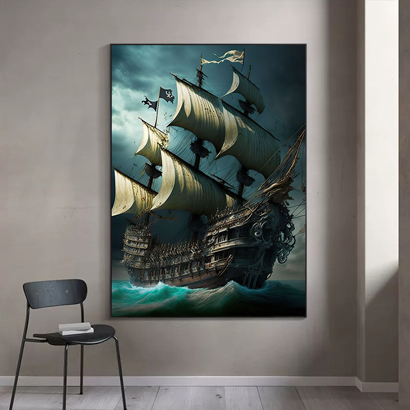 Abstract Pirate Ship Sea Moon  - Home Decor Nautical ulasan dan harga
