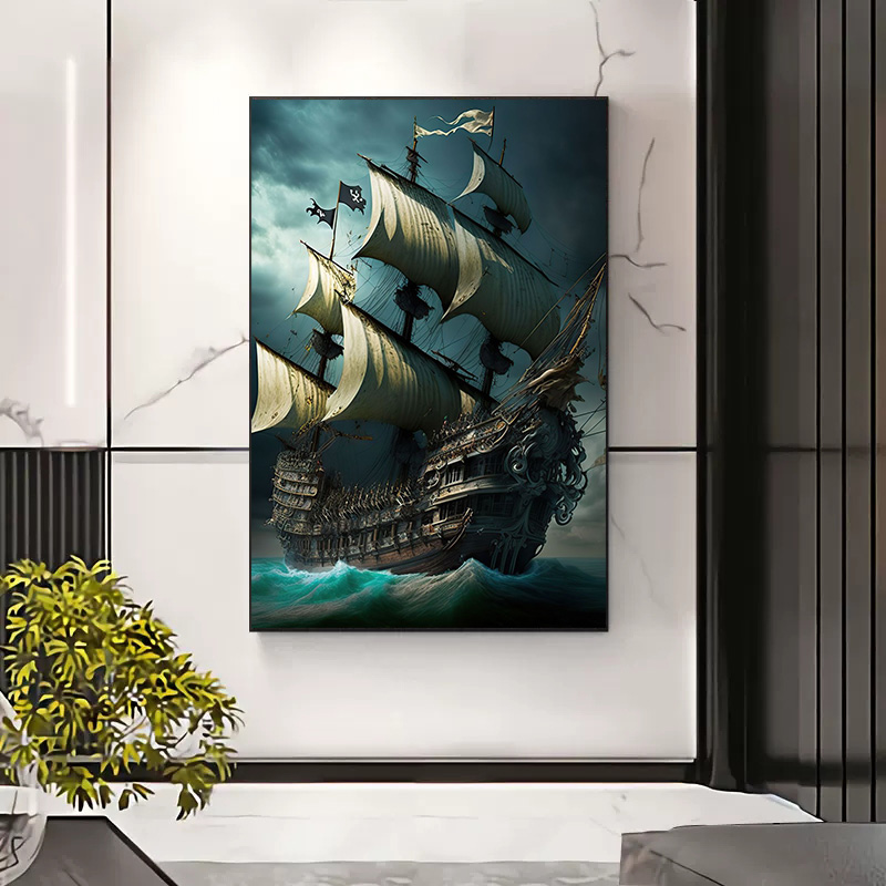 Abstract Pirate Ship Sea Moon  - Home Decor Nautical ulasan dan harga