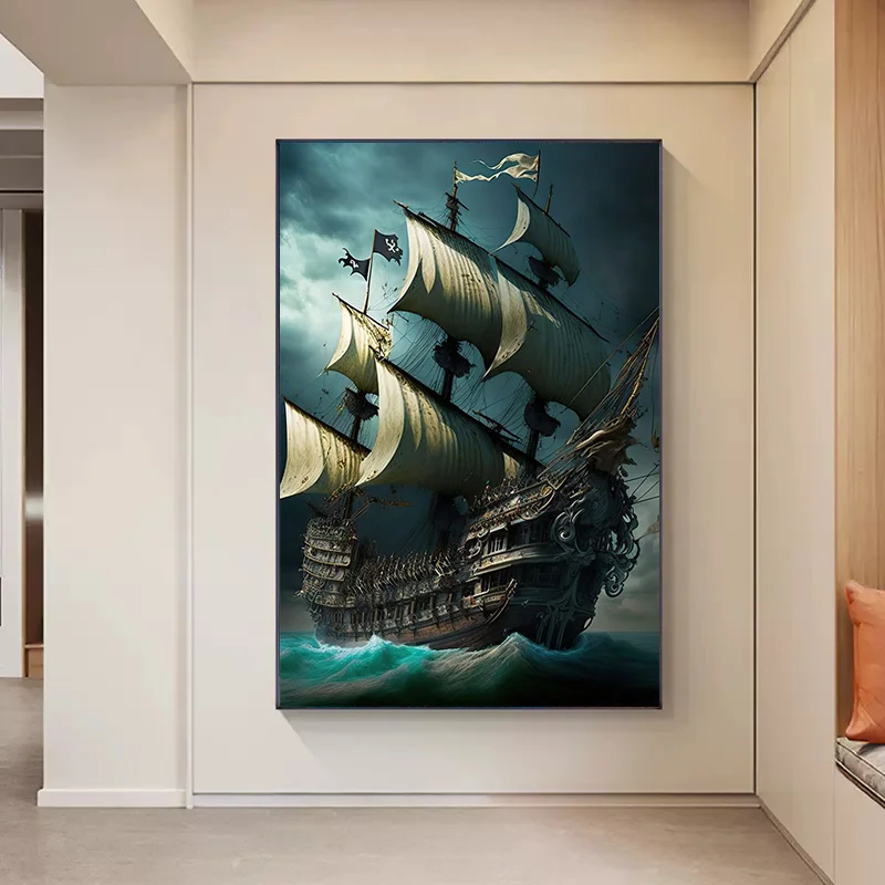 Abstract Pirate Ship Sea Moon  - Home Decor Nautical ulasan dan harga