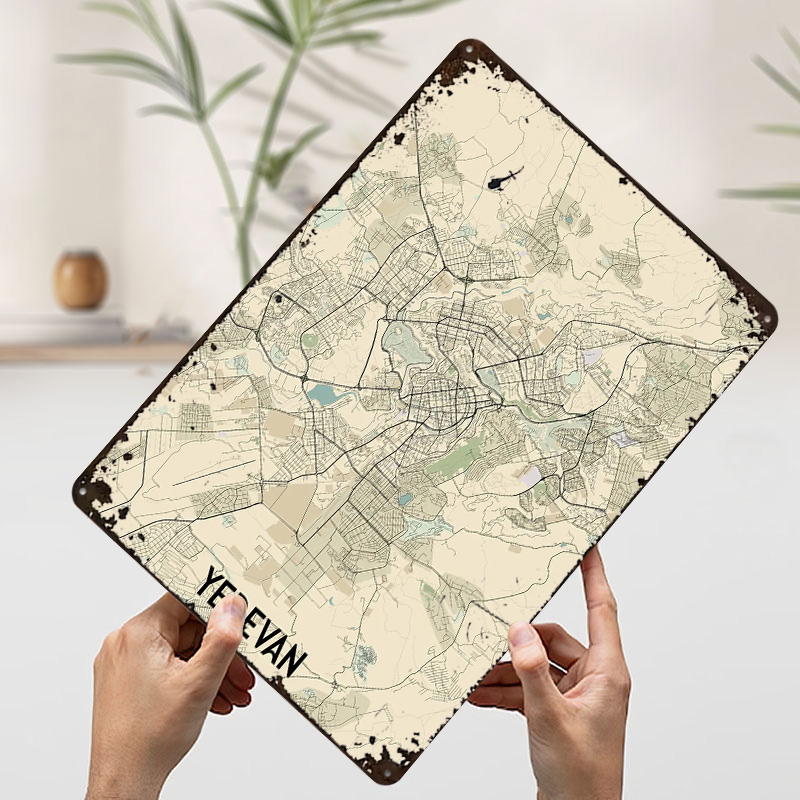 Yerevan City Map Tinplate Post - Home Decor Yerevan ulasan dan harga