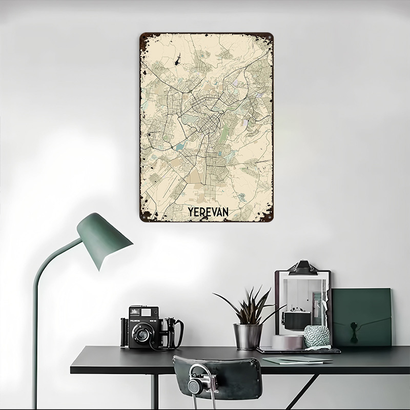 Yerevan City Map Tinplate Post - Home Decor Yerevan ulasan dan harga