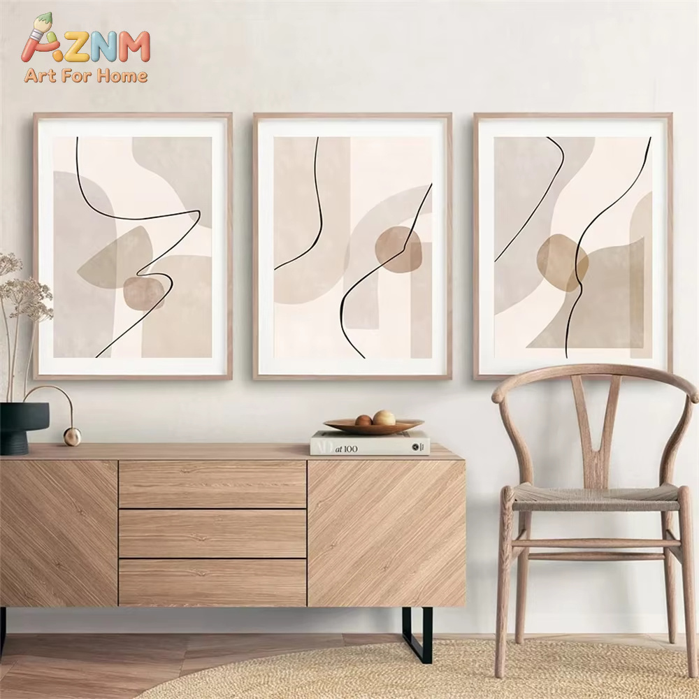 Abstract Beige Geometry Line W - Home Decor Interior ulasan dan harga