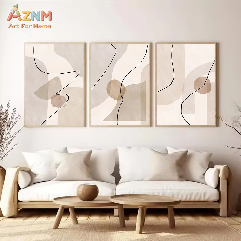 Abstract Beige Geometry Line W - Home Decor Interior ulasan dan harga