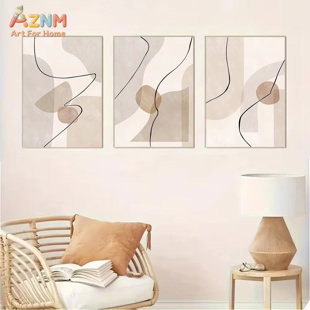 Abstract Beige Geometry Line W - Home Decor Interior ulasan dan harga