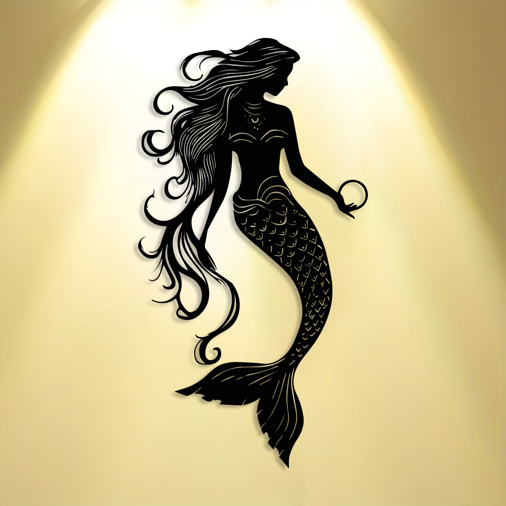 Elegant Mermaid Metal Wall Art - Home Decor Nautical ulasan dan harga