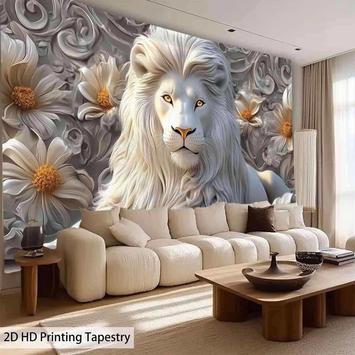 Cool White Lion Tapestry Aesth - Home Decor Hippie ulasan dan harga
