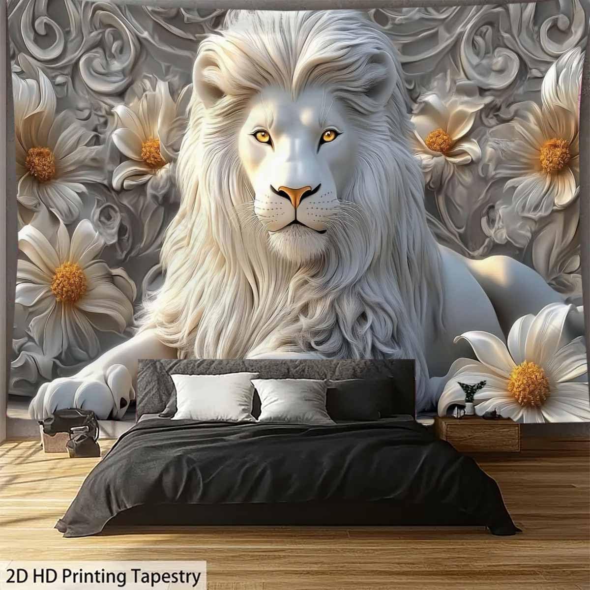 Cool White Lion Tapestry Aesth - Home Decor Hippie ulasan dan harga