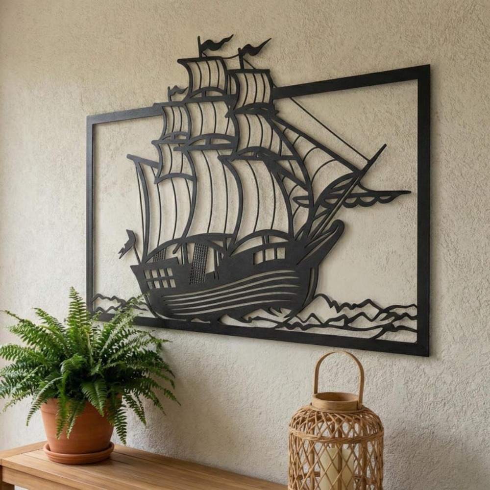 Metal Sailboat Wall Art, Coast - Home Decor Nautical ulasan dan harga