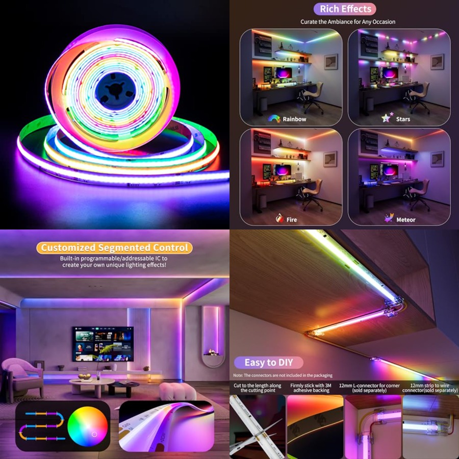 RGB Smart IC COB LED Strip Lig - Led Strip Lights ulasan dan harga