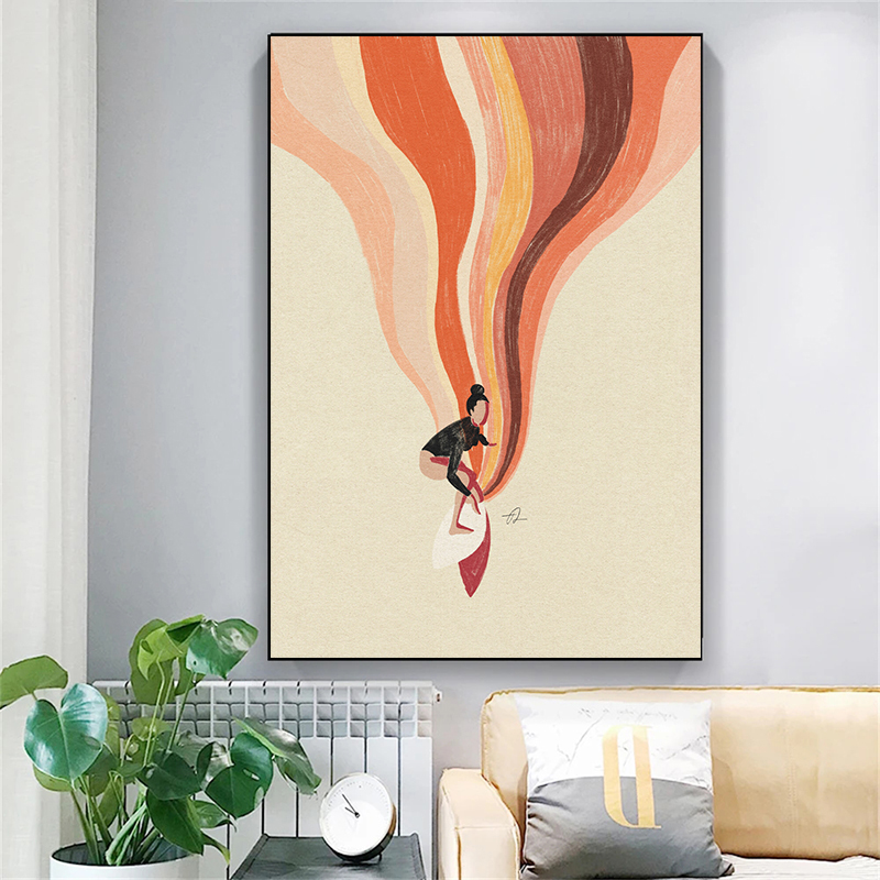 Nordic Minimalistic Art Surfin - Home Decor Nautical ulasan dan harga