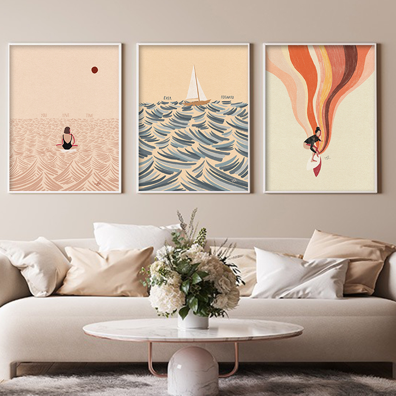 Nordic Minimalistic Art Surfin - Home Decor Nautical ulasan dan harga