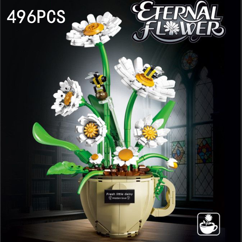 MOC Coffee Cup Flower Building - Home Decor Daisy ulasan dan harga