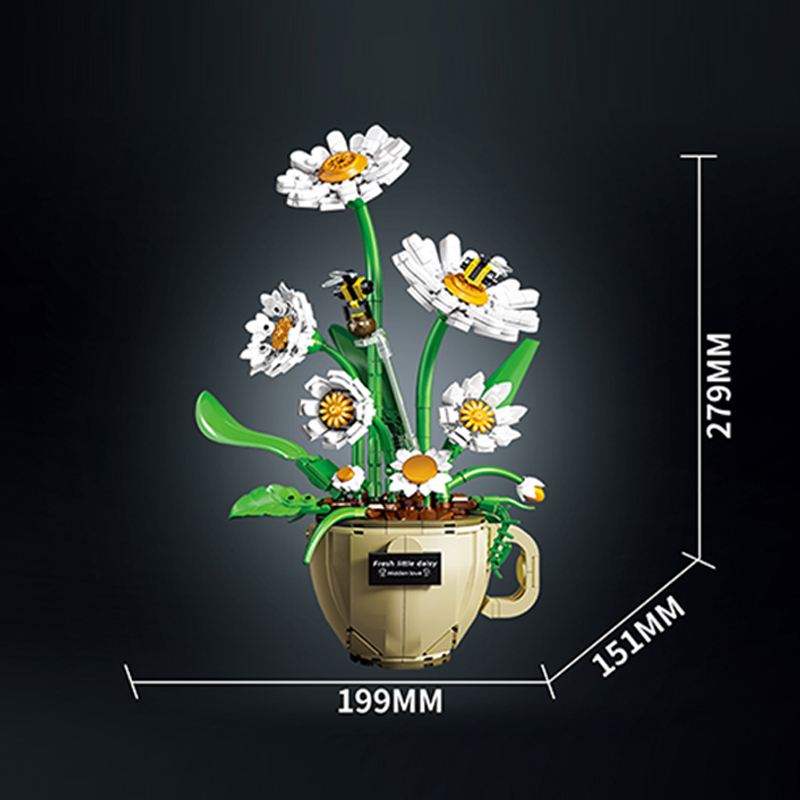 MOC Coffee Cup Flower Building - Home Decor Daisy ulasan dan harga