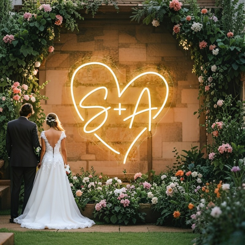 Custom Initials Heart LED Neon - Home Decor Ideas ulasan dan harga