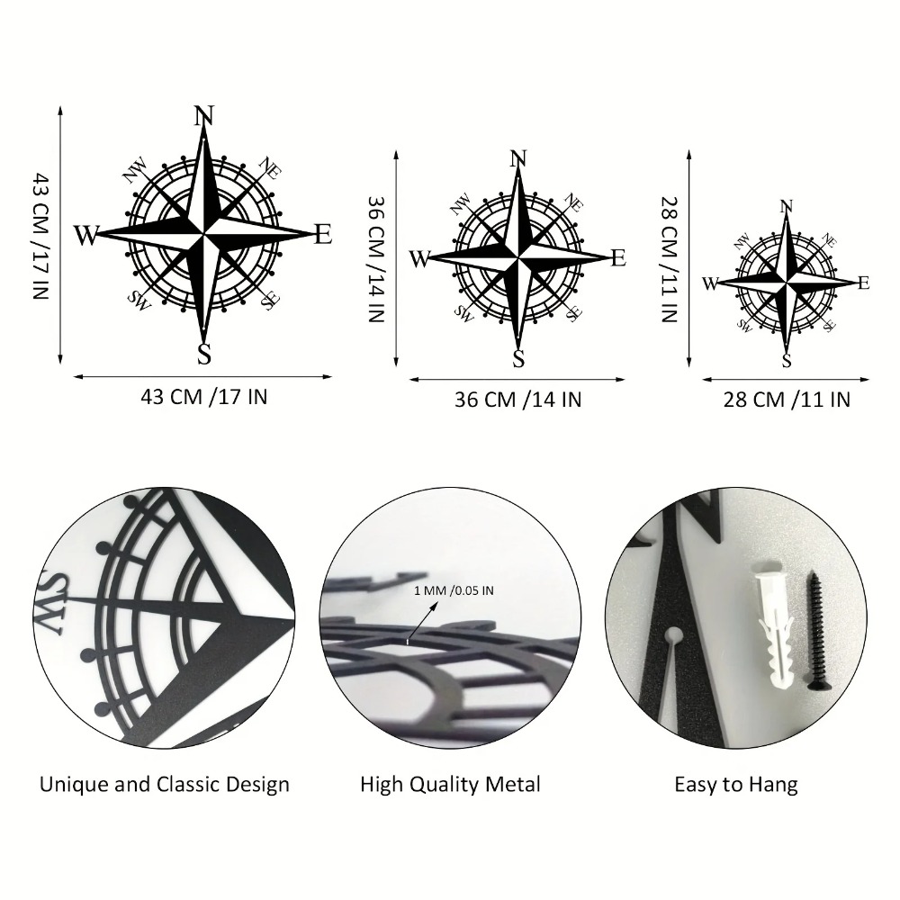 Metal Compass Wall Art for Liv - Home Decor Nautical ulasan dan harga