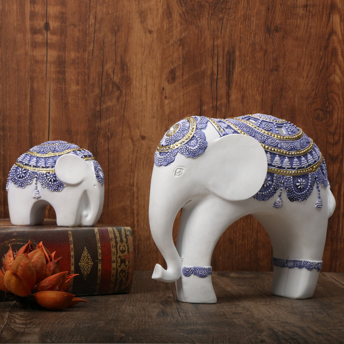 Blue and White Trunk-Up Elepha - Home Decor On Sale ulasan dan harga
